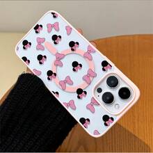 Disney.‌ Minnie Mouse Mickey Mouse Patterned Phone Case Designed With Pink Bows And Black Ears. Compatible With IPhone 17, 16, 15, 14, 13, 12, And 11 Pro Models. Made Of TPU With Shockproof Protection. A Perfect Gift For Family, Friends, Birthdays, Spring Festival, Holidays, Boyfriends, Girlfriends, And Valentine's Day. - 粉色 - 查看 2