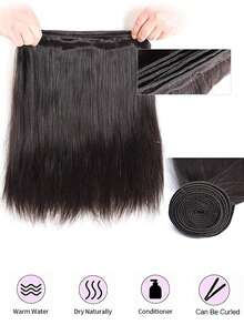 Straight & Straight And Bouncy Curls & Body Wave Human Hair Bundles Human Hair Unprocessed Virgin Double Weft Bundles For Women Human Hair Quick Weave Natural Black - Natural Black - View 2