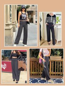 AOTILIUS 3 Pack Women's Wide Leg Pants With Pockets High Waist Loose Sweatpants Casual Lounge Yoga Workout Palazzo Everyday,Casual Sweatpants, Warm Butterfly Print Straight-Leg Pants, All-Season Design - 3件 - 查看 8