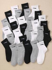 20双儿童中筒袜，儿童运动袜，新学期跑步袜，条纹，钩编设计，适合日常穿着，适合1-16岁男孩女孩，透气柔软舒适 - 彩色 - 查看 2
