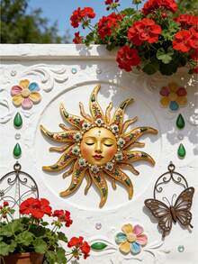 1 chiếc mặt trời trang trí bằng kim loại treo tường, thích hợp trang trí trong nhà và ngoài trời, ban công, vườn, sân, hàng rào, cửa hàng hoa, quán trà, v.v. Một vật trang trí nhà độc đáo, trang trí Ramadan, món quà tân gia/lễ hội hoàn hảo. - Nhiều màu - Xem 1