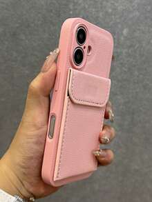 1pc Wallet Style PU Leather Stand Case With Card Slots Compatible With IPhone 17 Pro Max, 17 Air, 14, 15, 16 Plus, 17, 11, 12, 13 Pro Max, Business Photo Holder Card Sleeve - Pink - View 3