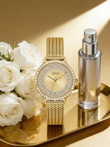 Guess 女士石英表，不锈钢表带，不锈钢表壳，石英机芯，适合日常佩戴及各种场合 GW0402L1 - 金色 - 查看 3