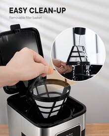 Filter Coffee Maker Touch Screen Drip Coffee Machine With Adjustable Brew Strength, 24 Hours Timer, And 1.2L Thermal Carafe For 10 Cups, Easy To Clean Filter - 銀色 - 查看 6