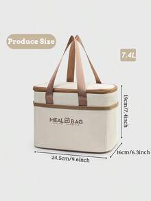 Oxford Cloth Insulated Lunch Bag, Picnic Beach Bag With 4 Pockets, Suitable For Storing Chilled Fruits, Snacks, Takeout Lunch, Work And Camping - White - View 8