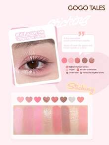 GOGO TALES 甜心腮红眼影盘，哑光和珠光质地，高显色度，持久不脱妆，附赠DIY贴纸，奶油粉、糖棕和大地色系，腮红高光二合一彩妆盘，适合学生和化妆新手，GOGOTALES - #G01 Bubbly Milk - 查看 7