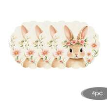 2/4/6/8pcs Round, Floral, Rectangular Brown Cute Rabbit, Pink Wreath Easter Happy Placemats, Pink Themed Seasonal Spring Dining Table Mats, Suitable For Party, Kitchen, Dining Room Decor - Multicolor - View 19