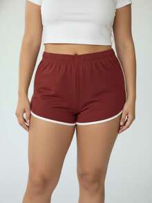 Women's Loose Fit Cotton Sweat Shorts For Gym - 紫紅色 - 查看 3