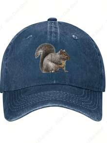 Adorable Squirrel Printed Printed Baseball Cap Unisex Adjustable Outdoor Hat - Color 1 - View 1