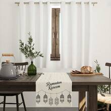 这款可重复使用的斋月主题厨房桌布，饰有斋月主题的星星、月亮、灯笼、阿拉伯风格几何图案和节日祝福语。采用亚麻面料制成，是家居餐桌装饰、派对点缀、节日装饰和礼品的理想之选。提供多种尺寸。 - 彩色 - 查看 10