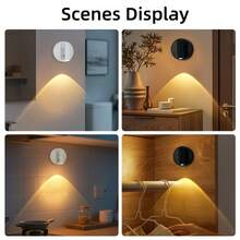 1pc/2PCS/4PCS Wireless Sensor Spotlight, 3-Color Adjustable LED Wall Light, Magnetic High-Efficiency Sensor Light, Battery Powered USB Rechargeable Wall Light, Suitable For Hallway, Bedroom, Painting, Art Exhibition And Plant Indoor Spotlight - Multicolor - View 4