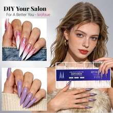 Krofaue Extra Long Stiletto Nail Tips - 500PCS False Clear Nais With 10 Sizes Half Cover Pointed Press On Artificial Acrylic For Salon DIY, XL - ColorI - 查看 9