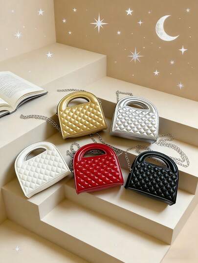 1 pieza Nuevo bolso de mano/bandolera simple: casual, minimalista y elegante, con una cadena de metal y una correa para el hombro no ajustable. Perfecto para compras y viajes, puede contener fácilmente los artículos esenciales diarios. Una pieza versátil y favorita de la moda, adecuada para diversos estilos y ocasiones, con una excepcional versatilidad.