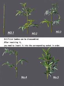 160-195cm Large Fake Bamboo Tree Artificial Palm Plants Tropical Cycas Branch Plastic Bambusa Leaves Green Dracaena Faux Monstera For Home Garden Office Decor 1pc Without Pot - Green - View 9