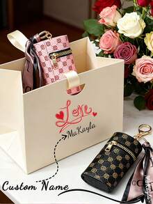 1 Set Custom Women's Coin Purse Gift Box, Includes Pendant, Earphone Case, Lipstick Case, Mini Keychain Pouch, Retro Bucket Lipstick Bag, Compact Travel Organizer, Cosmetics Storage, Jewelry Box, Zipper Closure, Perfect Valentine's Day Gift - Multicolor - View 1