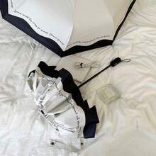 1pc Romantic French Style Automatic Umbrella, Black & White Trim, Versatile Sunshade & Rainproof, Artistic Design