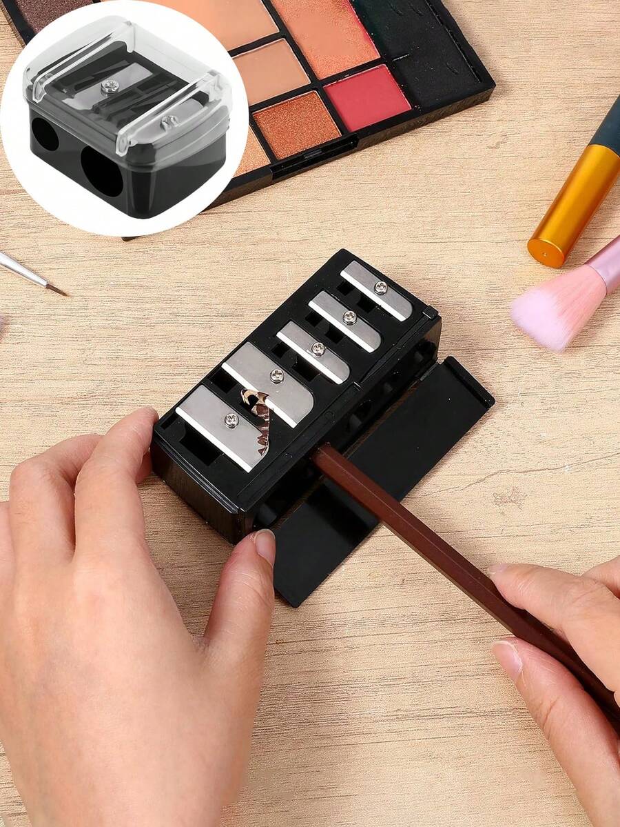 2pcs/1pc Multi-Functional Five-Hole/Double-Hole Makeup Pen, Pencil Sharpener, Eyebrow Pencil Sharpener, Eyeliner Pencil Sharpener, Makeup Tool Pencil Sharpener - Multicolor - View 1