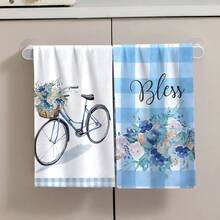 2/4 Pcs Set, Dish Towels, Fresh & Healing Pattern Printed, Super Soft Microfiber Modern Absorbent Cloths, Cooking & Baking Tea Towels, Dish Cloths, Cleaning Towels, Hand Towels, Super Soft & Highly Absorbent, Kitchen Decor, Gifts For Neighbors, Mothers, Birthdays, Housewarming Gifts For Friends, Kitchen Essentials, Daily Necessities - Multicolor - View 1