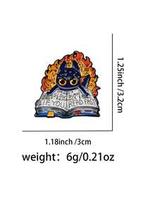 1PC Cartoon Animal Cat Enamel Pines Funny Skull Quote Brooch Metal Pins Badge On Backpack Clothing Accessories Fashion Jewelry Gifts - Multicolor - View 7