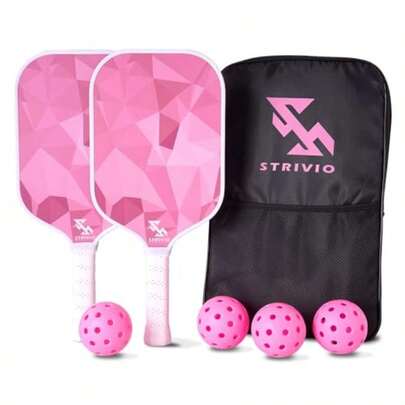 Pickleball Paddles Set Of 2 Pickle Ball Equipment With 4 Balls And Bag.T700 Carbon Fiber Paddles With Graphite Grip Set For Beginners And Pro.