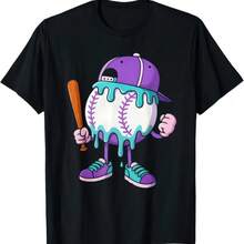 Ice Cream Baseball Purple Drip T Shirt - Black - View 1