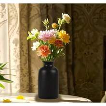 Ceramic Black Small Vase Dry Flower Vases Minimalism Style For Modern Table Shelf Fit Fireplace Bedroom Kitchen Living Room Home Decor Black Small - 黑色 - 查看 4