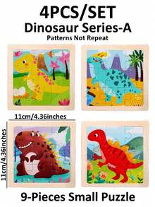 1/4/5/8件套卡通动物恐龙旅行工具鱼拼图玩具，蓝/粉色木制玩具，复活节礼物，派对礼品袋填充物，圣诞节袜填充物，减压玩具，派对小礼物 - 彩色 - 查看 17