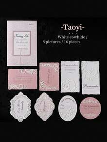 16pcs/Pack Vintage European Style Embossed Memo Notes Paper Material, Scrapbooking, DIY Decoration, Planner, Journal, Collage - Multicolor - View 12