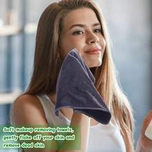 10条装卸妆巾，12 x 12英寸超细纤维化妆毛巾，大包装，可重复使用，吸水性强，柔软棉质面巾，女士礼品