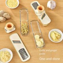 1pc 3-In-1 Mini Garlic Press & Vegetable Slicer/Shredder - Heavy Duty Multi-Function Chopper, Easy Clean Blades & Container, Suitable For Kitchen, Compact Design For Garlic, Ginger, Carrot, Potato, Onion - Multicolor - View 7