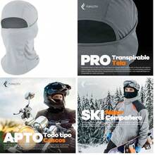 fuinloth Pasamontaas para Moto, Proteccin UV Balaclava Solar Transpirable Moto Hombres y Mujeres - Gris claro - Ver 8