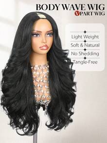 U/V 分体式 Yaki 卷曲波浪假发，女士水波纹 U 型分体式合成假发，半头假发，耐热夹式半头假发 - 彩色 - 查看 4