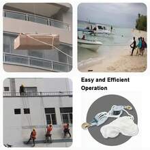 Polea de cuerda giratoria de 270° con gancho de aleación de zinc, grúa de mano, polipasto de polea de cuerda de polietileno de alta resistencia, dispositivo de elevación manual para levantar sin esfuerzo instalaciones de aire acondicionado. - Blanco - Ver 2