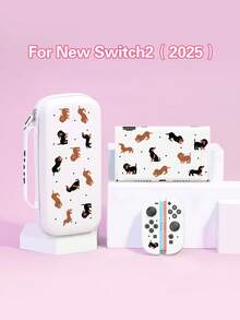 1个腊肠犬波点图案保护壳/保护套，兼容Switch2 (2025)、Switch NS、Switch OLED、Switch Lite，Switch2/Switch配件，全套包含带卡槽的底座、收纳袋、Switch保护壳，Switch玩家的最佳礼物 - 彩色 - 查看 1