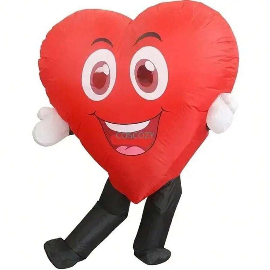 CYPNDisfraz inflable de corazón rojoDisfraz de Corazón Con Cara Sonriente disfraces inflables para adultos disfraz de Halloween de San Valentín fiesta de Navidad cosplayFashion - como en la foto - Ver 1
