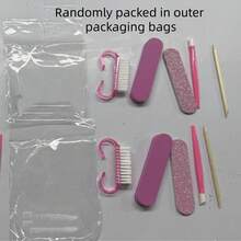 1/5/10pcs Manicure & Pedicure Set, Mini Nail File And Orange Wood Stick Set, Double-Sided Nail File, Wooden Cuticle Pusher, Nail Cleaning Tools, Nail Buffers, Nail Art Pens, Nail Technician DIY Nail Care Supplies - Pink - View 7