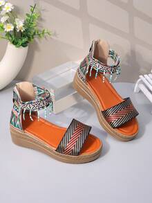 Children's Sandals, New Spring/Summer Girls High Heel Wedge Sandals, Big Kids Princess Shoes, Toddler Open Toe Backstrap Sandals, Fashion Girls Outdoor Student Little Kids Sandals - Black - View 6