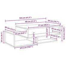 vidaXL Table basse Chêne Sonoma 105 x 50 x 32,5 cm Bois d'ingénierie - Tabac - Voir 8