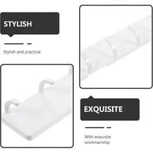 1pc White Plastic Multi-Hook Kitchen Wall Mount Organizer Rack, No Drilling Required - White - View 10