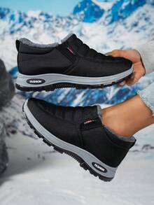 Women's Rugged Snow Boots - Reinforced Rubber Toe & Heel, Waterproof Membrane & Thick Fur Lining For Ski Trips,Women's All-Weather Snow Boots - Windproof Upper, Thermal Insulation & Moisture-Resistant Fur For Blizzard Days.EdgyElongate Women's Boots - 黑色 - 查看 2