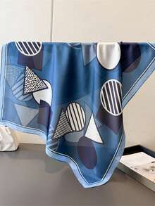 1pc Bandana Geometric Aesthetic New Scarf Square Shawl High-End Neckerchief Headscarf Scarf For Women, 70x70cm - Multicolor - View 4