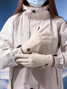 1 双卡其色/黑色/白色手套，时尚保暖的德国羊毛内衬全指手套，具备触屏功能，掌心防滑，防风保暖，适合滑雪、骑摩托车和户外冬季活动。 - 彩色 - 查看 1