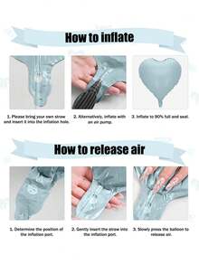 10pcs 18" Cream, Caramel, Light Blue Heart Foil Balloons, Large Blue Cream Bow Balloons, Suitable For Birthday Party, Baby Shower, Anniversary, Valentine's Day, Mother's Day Decoration - Multicolor - View 4