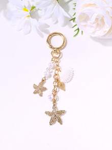 1个时尚高端贝壳、海星、心形仿珍珠流苏钥匙扣，适用于包包、手机、耳机盒、汽车装饰、派对礼品、送朋友的礼物 - 彩色 - 查看 13