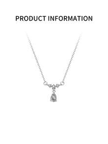 925纯银闪亮锆石项链，毛衣链，生日礼物首饰，适合女性和女孩佩戴 - 銀色 - 查看 5