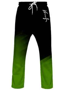 Autumn/Winter New Men's Casual Stand-Up Collar Suit, With "King" Text Logo, Gradient Style Men's Stand-Up Collar Zipper Casual Sport Suit, With Purple, Green, Dark Gray, Light Gray And Other Color Matching, Each Set Includes A Stand-Up Collar Half Zipper Top And A Draw Casual Long Pants, The Overall Use Of Gradient Color Design Sports, Street Style Suit, Men's Clothing, Men's Suit.  Striped    Spring/Fall    Regular Fit    Pocket  Zipper    Going Out  Daily - 綠色 - 查看 5