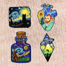 4pcs/Set Cute Enamel Pin Lapel Pins Badges On Backpack Women's Brooch Zinc Alloy Clothes Gift Jewelry Fashion Accessories - Black - View 5