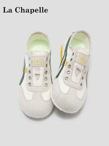 1双 La Chapelle 女士厚底系带软底休闲鞋，低帮户外平底鞋，圆头低跟纯色优雅软底徒步鞋，适合学生毕业照，女士低帮皮质运动鞋 - 米綠色 - 查看 3