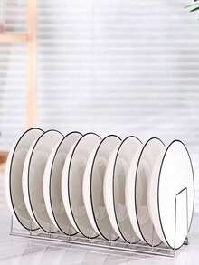 1 pieza Escurridor de platos de acero inoxidable, organizador de platos de acero plateado multifuncional, escurridor de platos y tazones ahorradores de espacio, bandeja para utensilios de cocina, soporte para tapas de ollas - Plateado - Ver 11