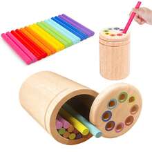 1-3 Years Old Montessori Wooden Color Sorting Learning Toys, Toddler Hands-On Sensory Development Matching Game - Brown - View 2